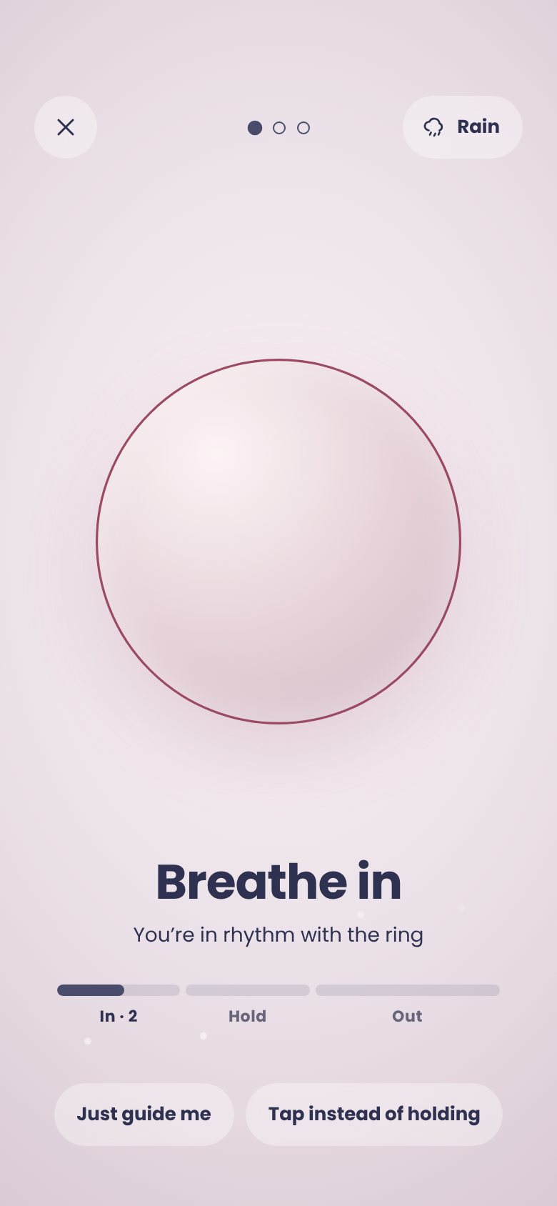 A breathing ritual with a pacing ring